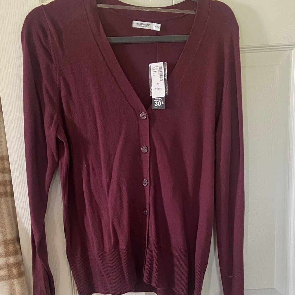 Reitmans Rich Burgundy Button-Up Cardigan
